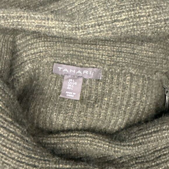 TAHARI Green Dressy, Business Wool Yak Cowl Neck Knit Sweater Size: L - Picture 5 of 5